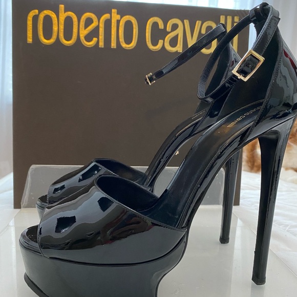ROBERTO CAVALLI stiletto heel, blk patent leather - Picture 11 of 12